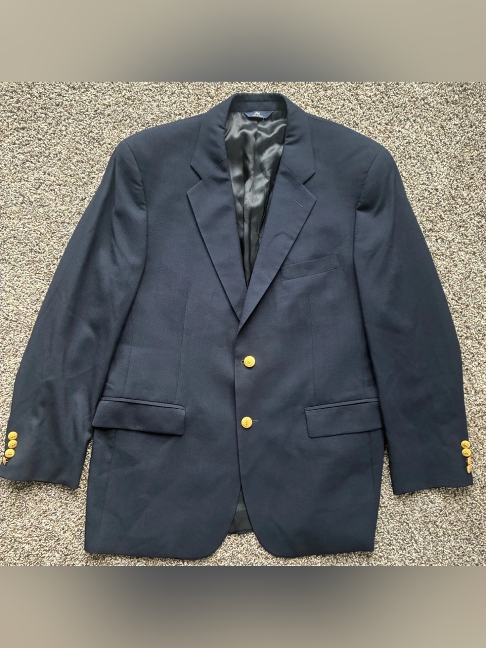Brooks Brothers 346 Gold Button Navy Classic Men's Two-Button Blazer 42R